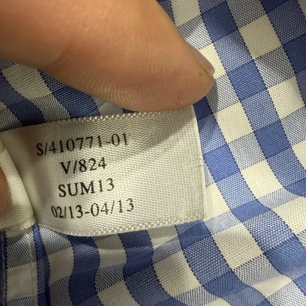 Banana Republic L Non Iron Classic‎ Fit Blue Gingham Dress Shirt